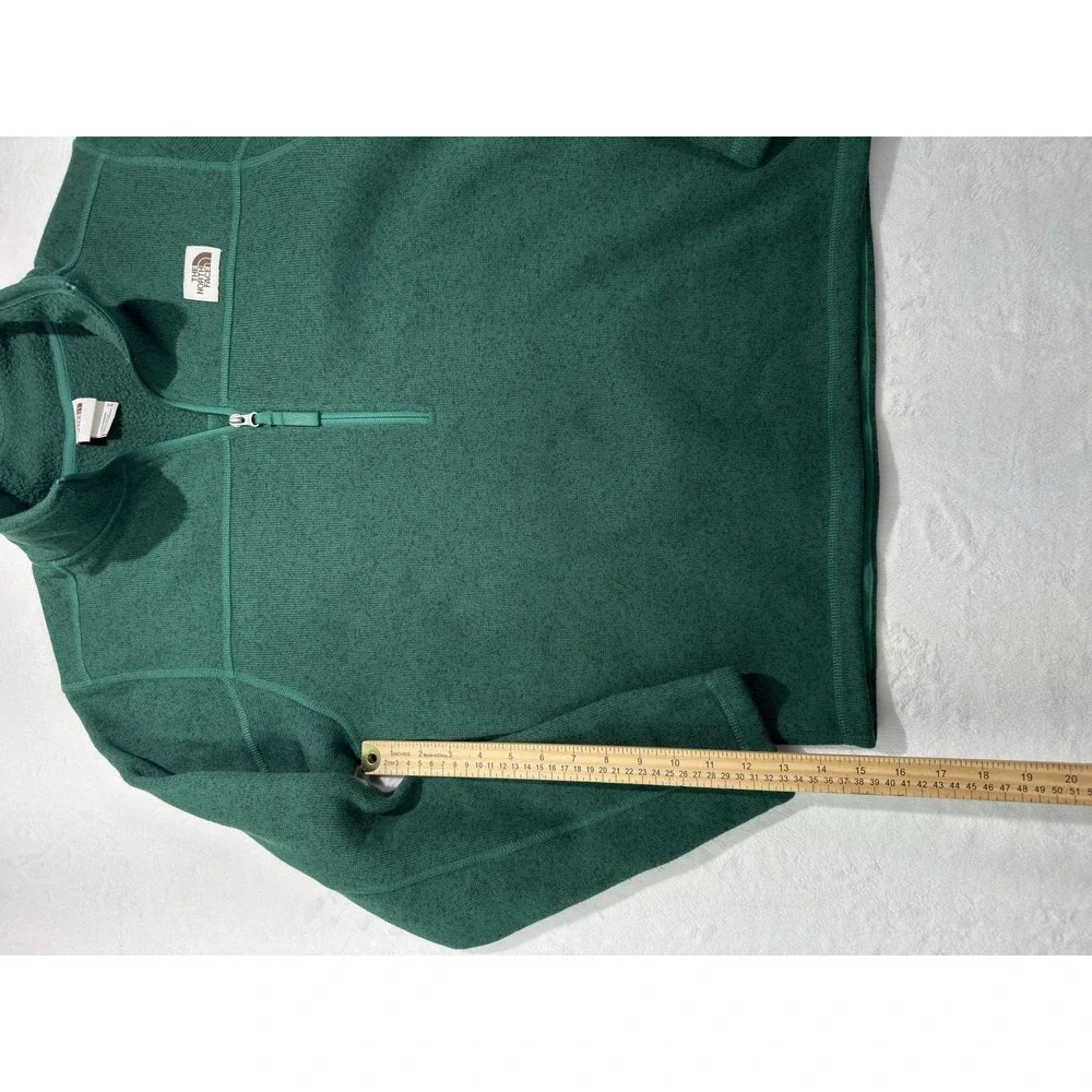The North Face Pullover Mens Medium Green Fleece 1/4 Zip Mock Neck Hiking
